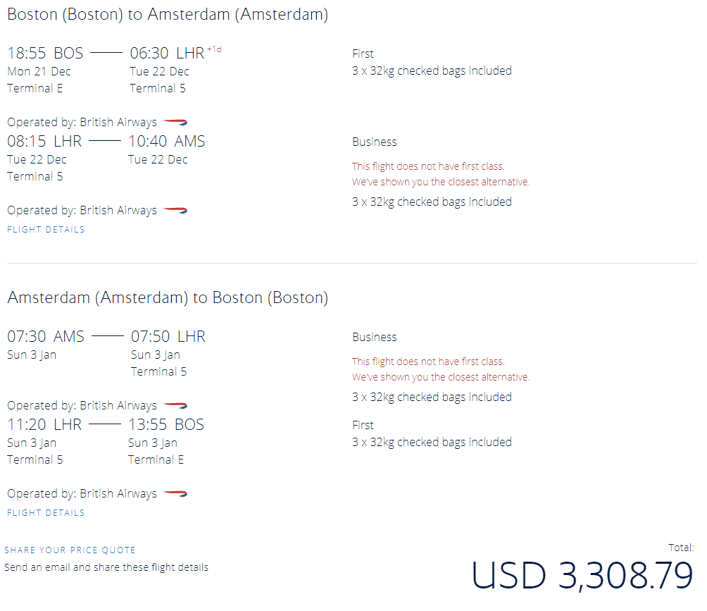 ba first trip report