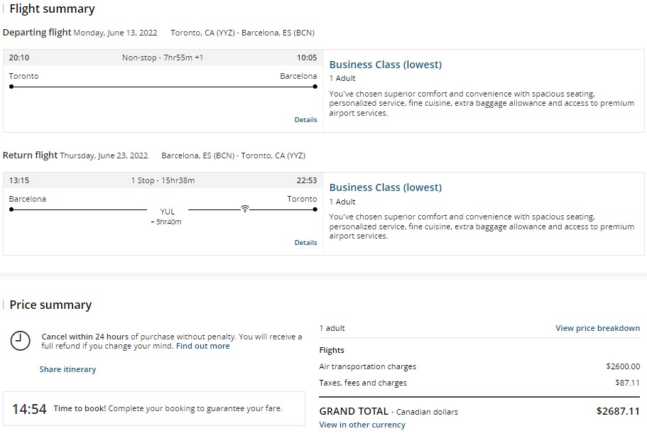 Barcelona: New Business Class Fares from Canada and the U.S. from ...