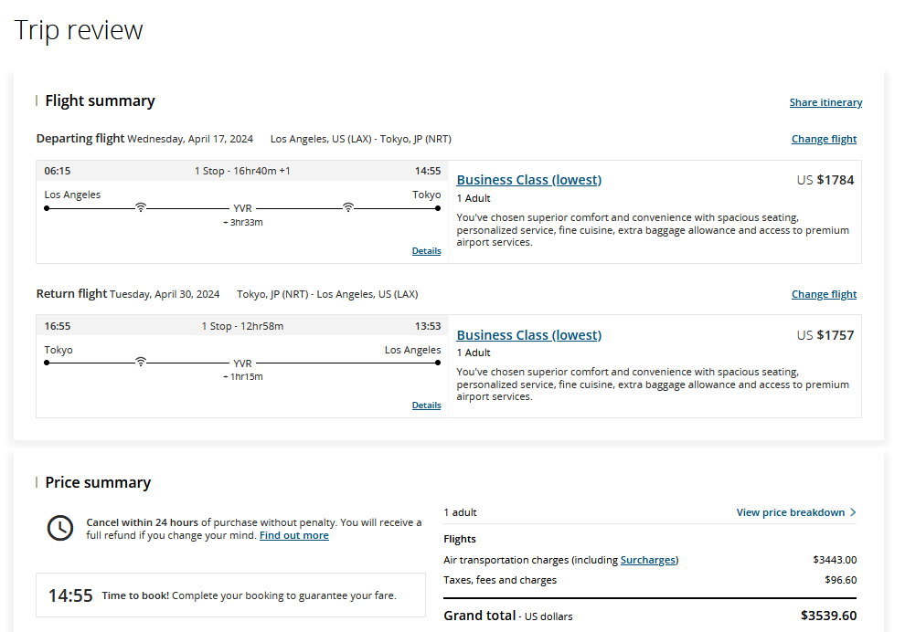 Money > Tokyo > All Year > Biz Class > $3,539 to $4,010 R/T - First ...